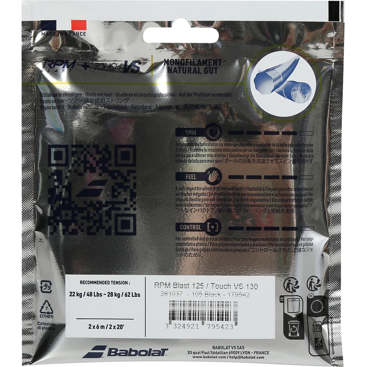 Babolat Hybrid String RPM Blast (1.25mm) + Touch VS (1.30mm)