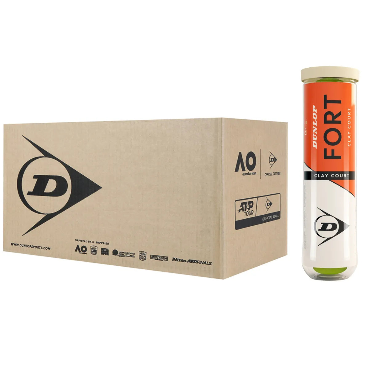 Carton of 18 Tubes of 4 Dunlop Fort Clay Court Tennis Balls