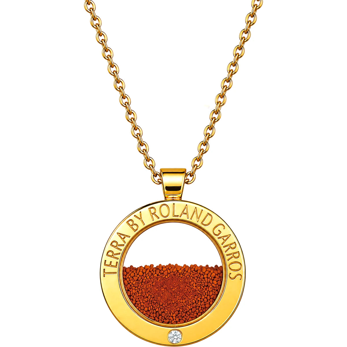 TERRA ACCESS GOLDEN STEEL SHINY NECKLACE AND MEDAL 1 STONE SMALL MODEL