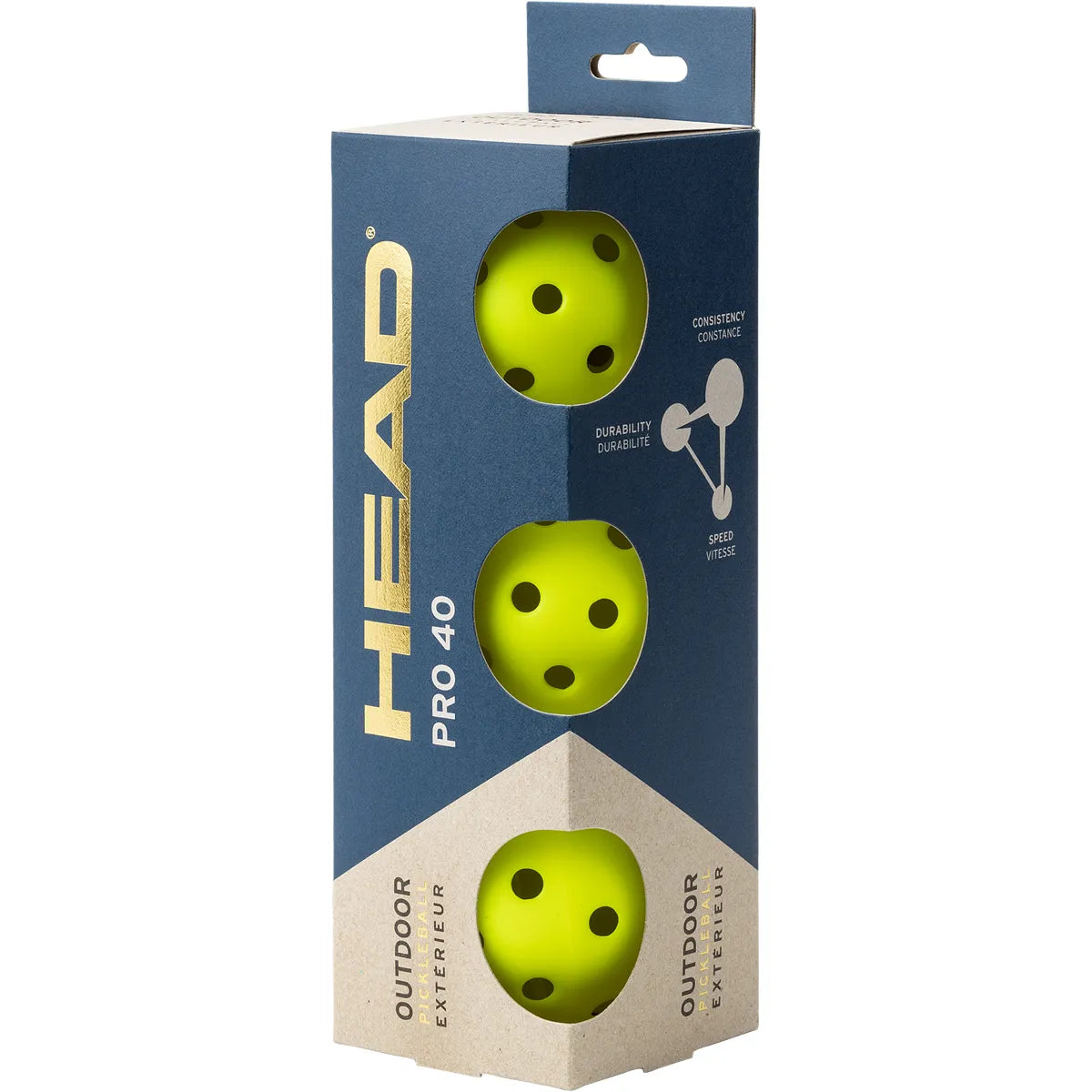 Pack of 3 Head Pro 40 Pickleball balls