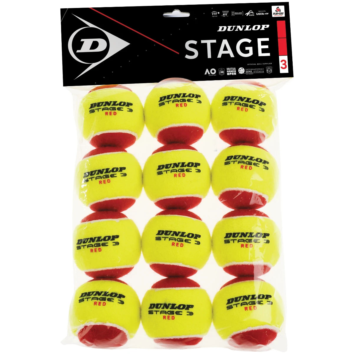 Bag of 12 Dunlop Mini Tennis Stage 3 Balls