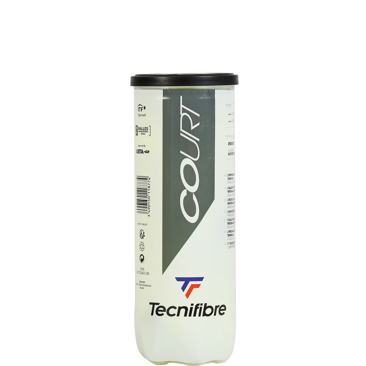 Tube of 3 Tecnifibre Court Tennis Balls