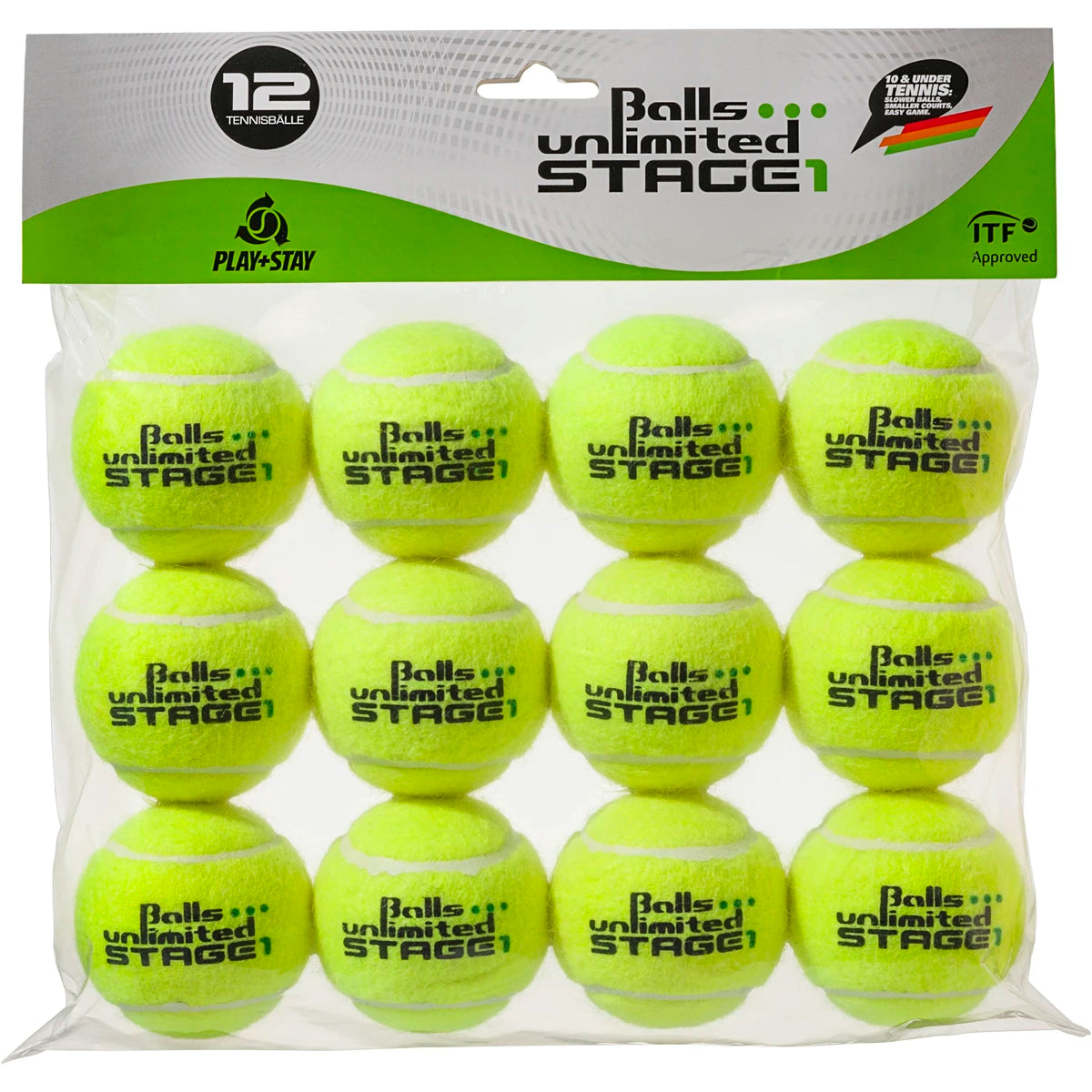Pack of 12 Stage 1 Tournament Unlimited Yellow/ Green Dot Balls