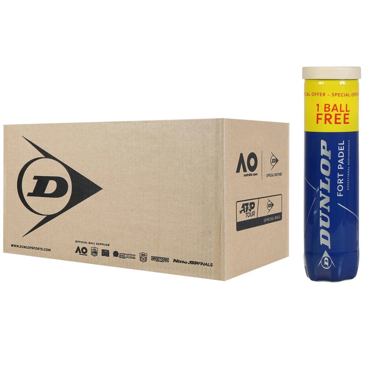 Carton of 18 Tubes of 4 Dunlop Fort Padel Balls