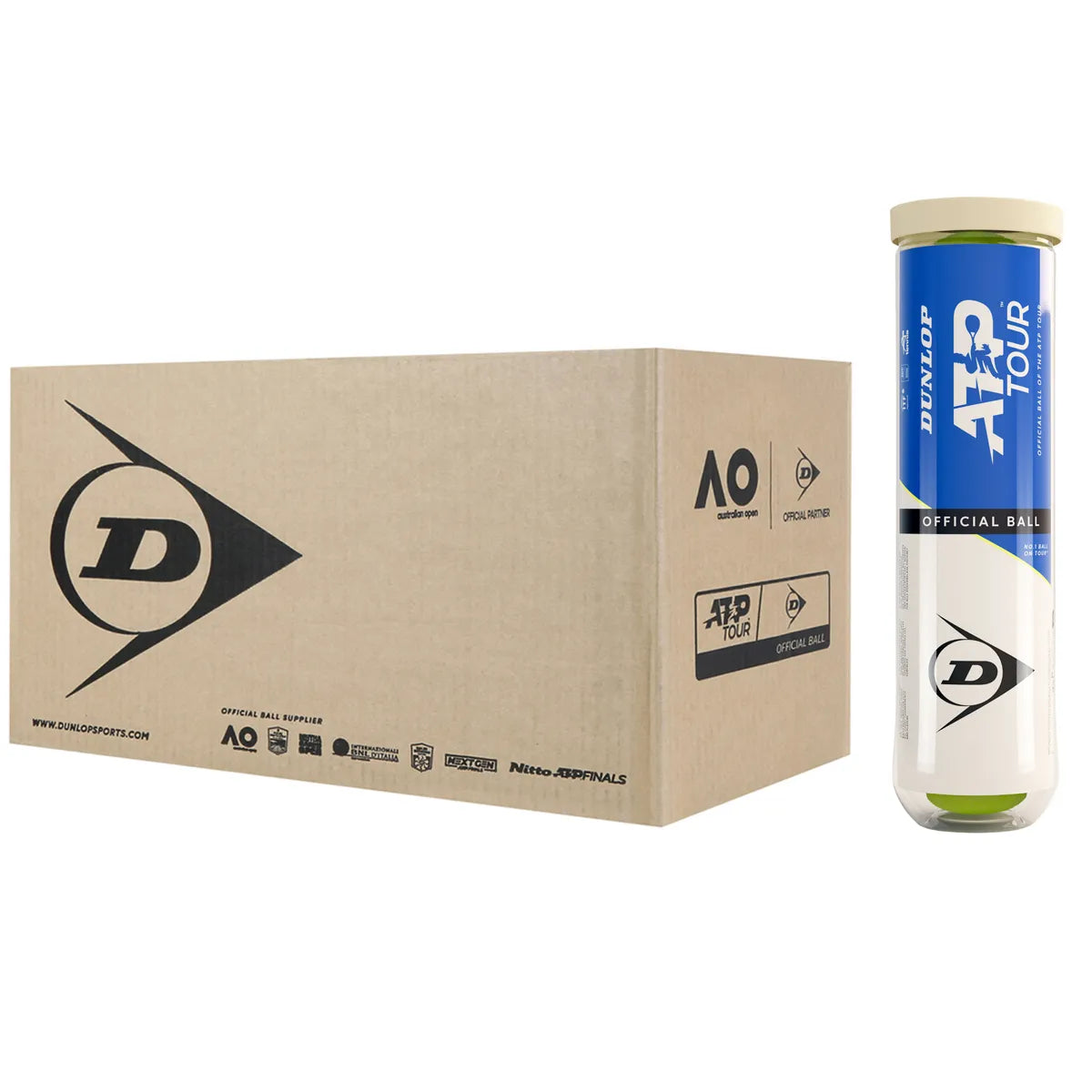 Box of 18 Tubes of 4 Dunlop ATP Tennis Balls