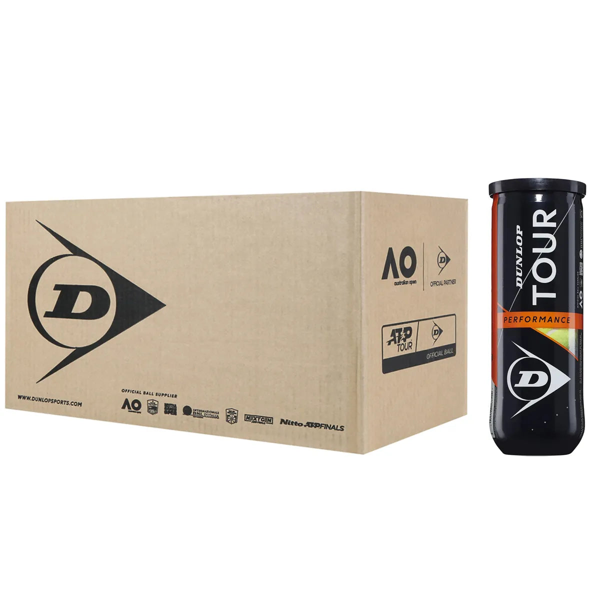 Box of 24 Tubes of 3 Dunlop Tour Performance Tennis Balls