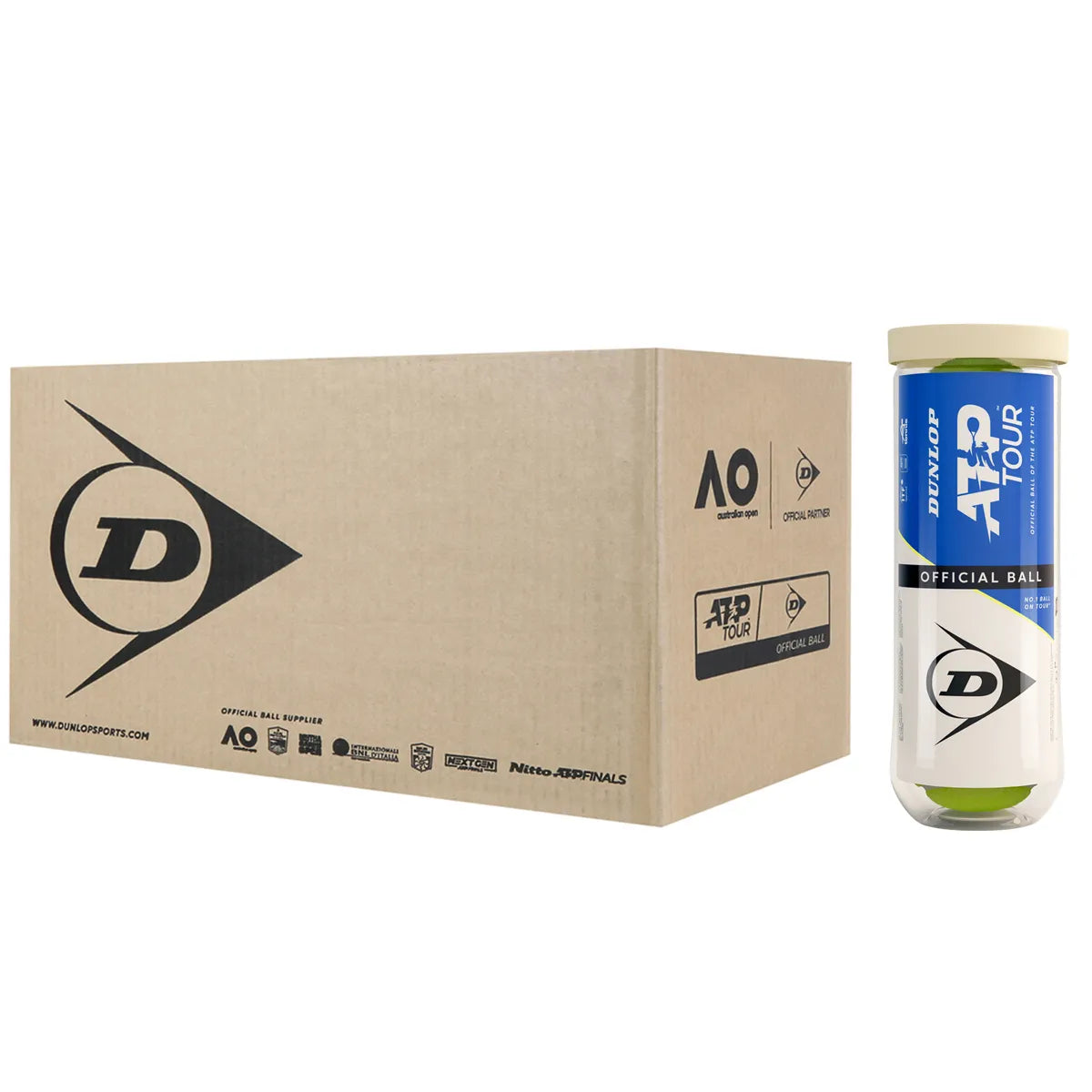 Carton of 24 Tubes of 3 Dunlop Atp Tour Tennis Balls