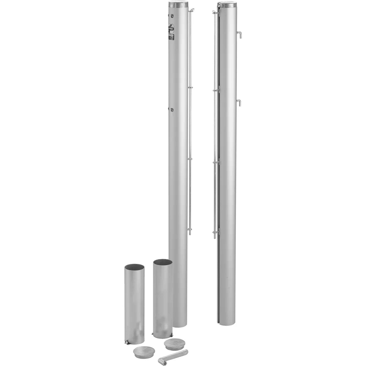 Pair of 83 mm Round Aluminium Posts Aluminium Colour + Sleeves