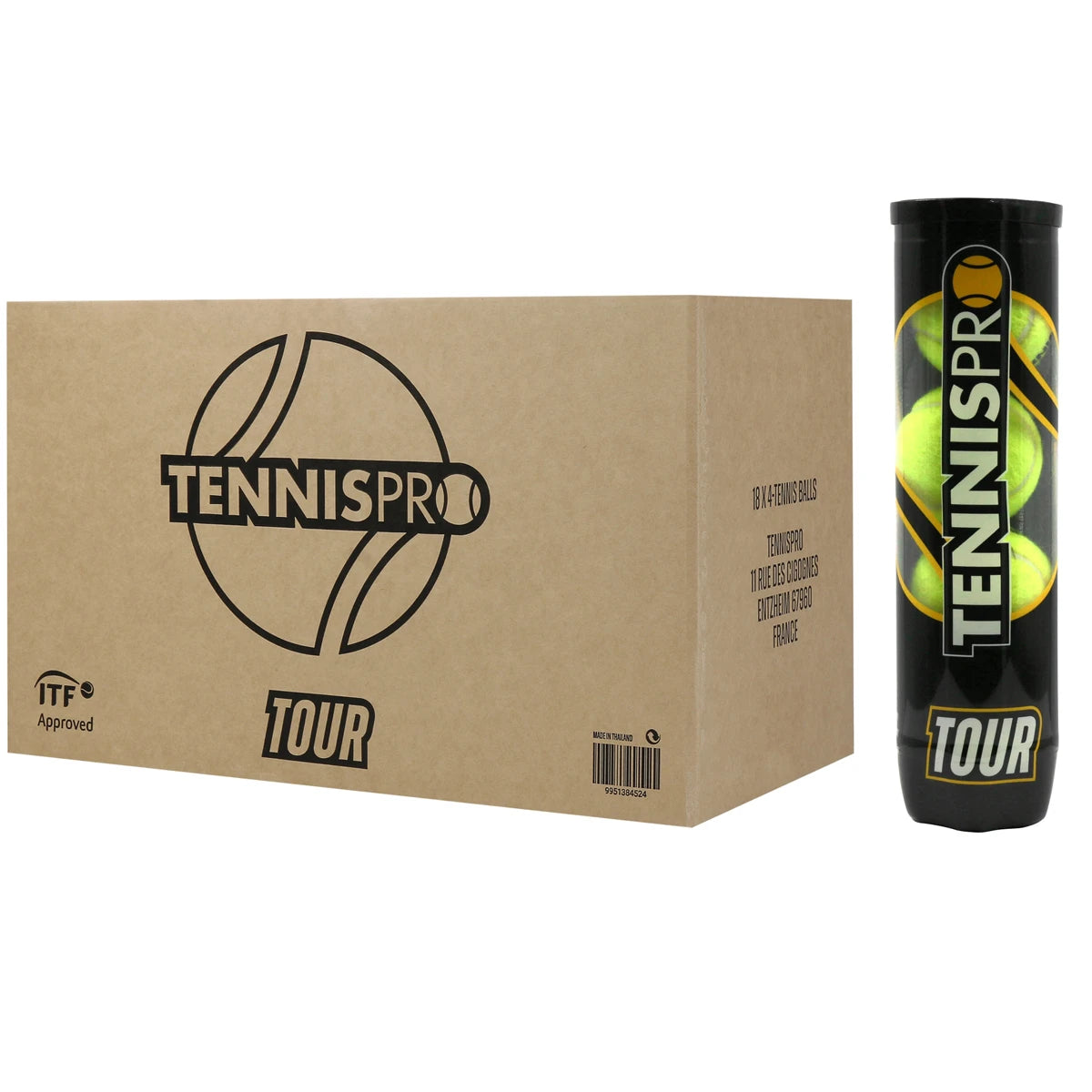 Box of 18 Tubes of 4 Tennispro Tour Tennis Balls