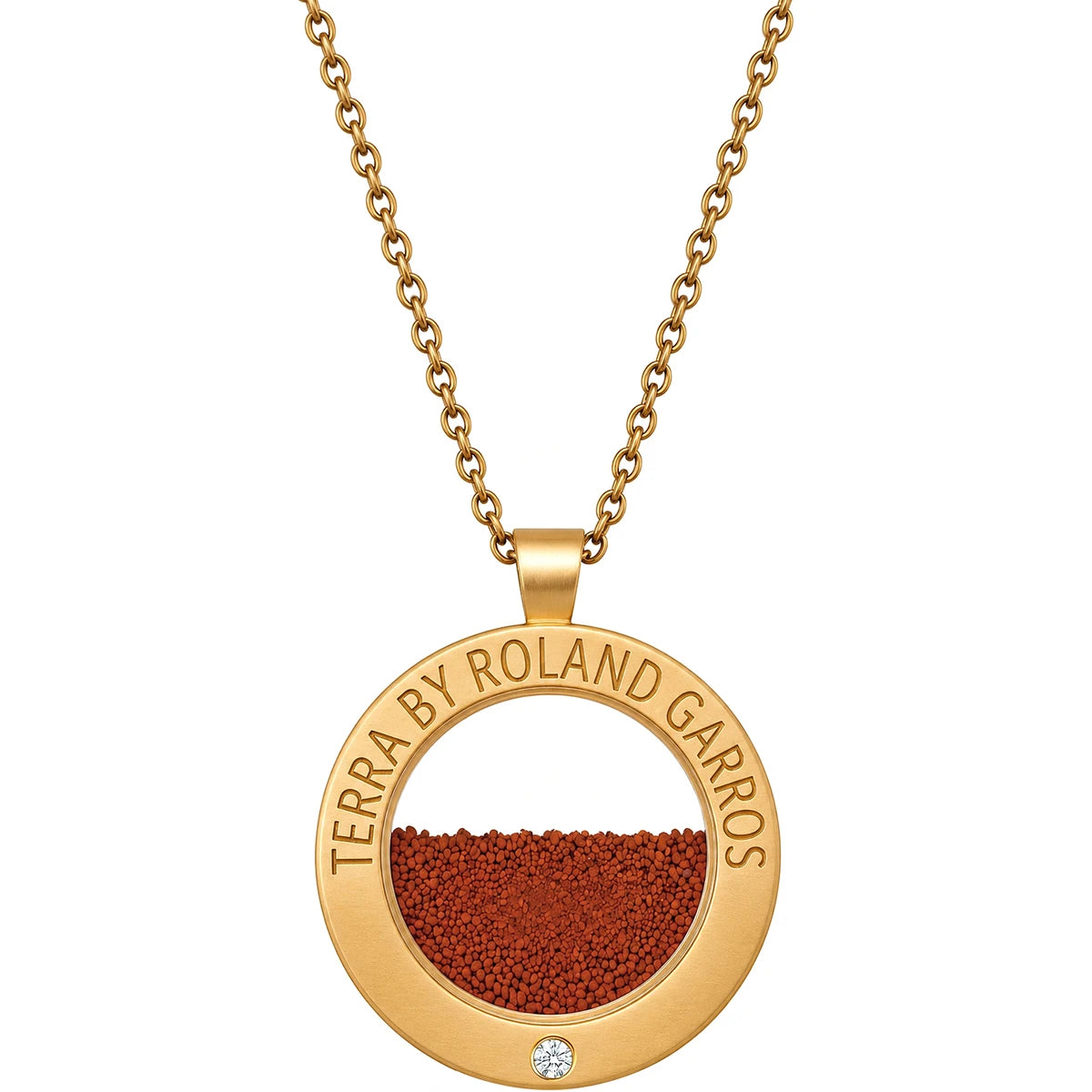TERRA ACCESS GOLDEN MATTE STEEL NECKLACE AND MEDAL 1 STONE SMALL MODEL