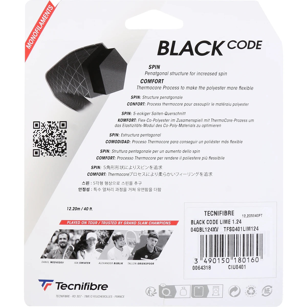 Tecnifibre Black Code Lime String (12 Metres)