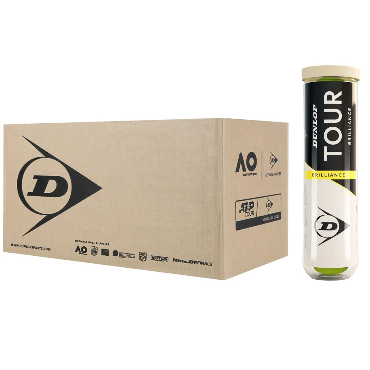 Carton of 18 Tubes of 4 Dunlop Tour Brilliance Tennis Balls