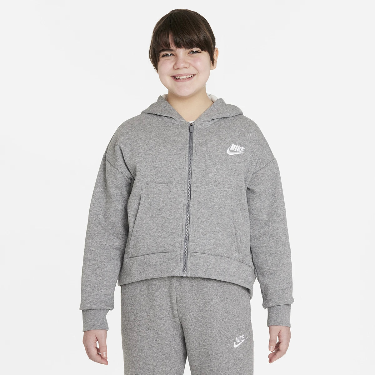 Nike Junior Girls Sportswear Club Fleece Full Zip Hoody Sweatshirt