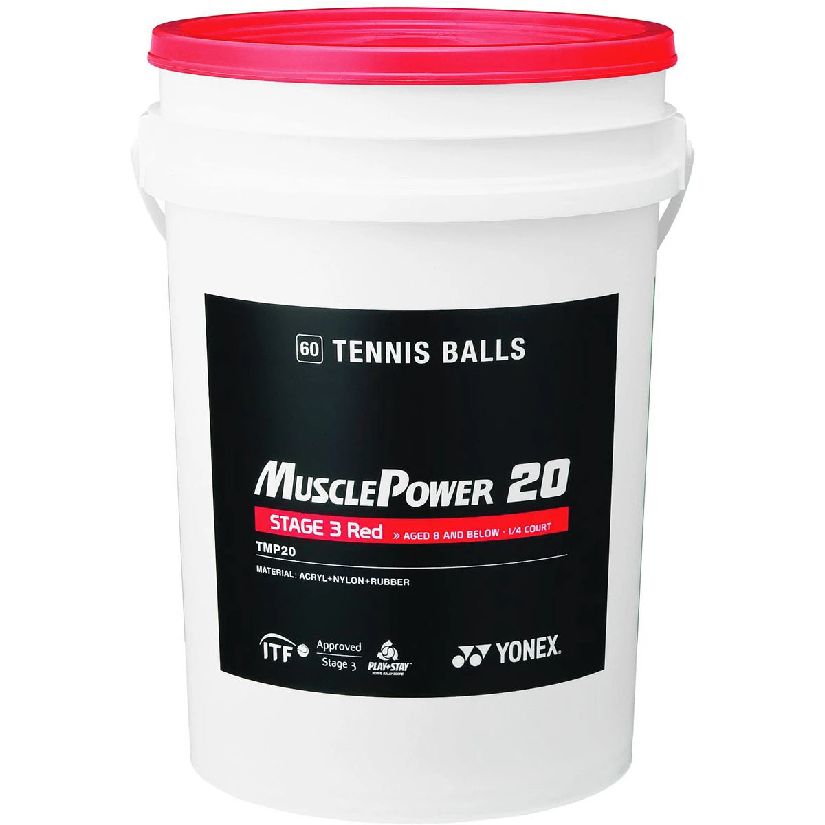 Barrel of 60 Yonex Tmp-20 Red Balls
