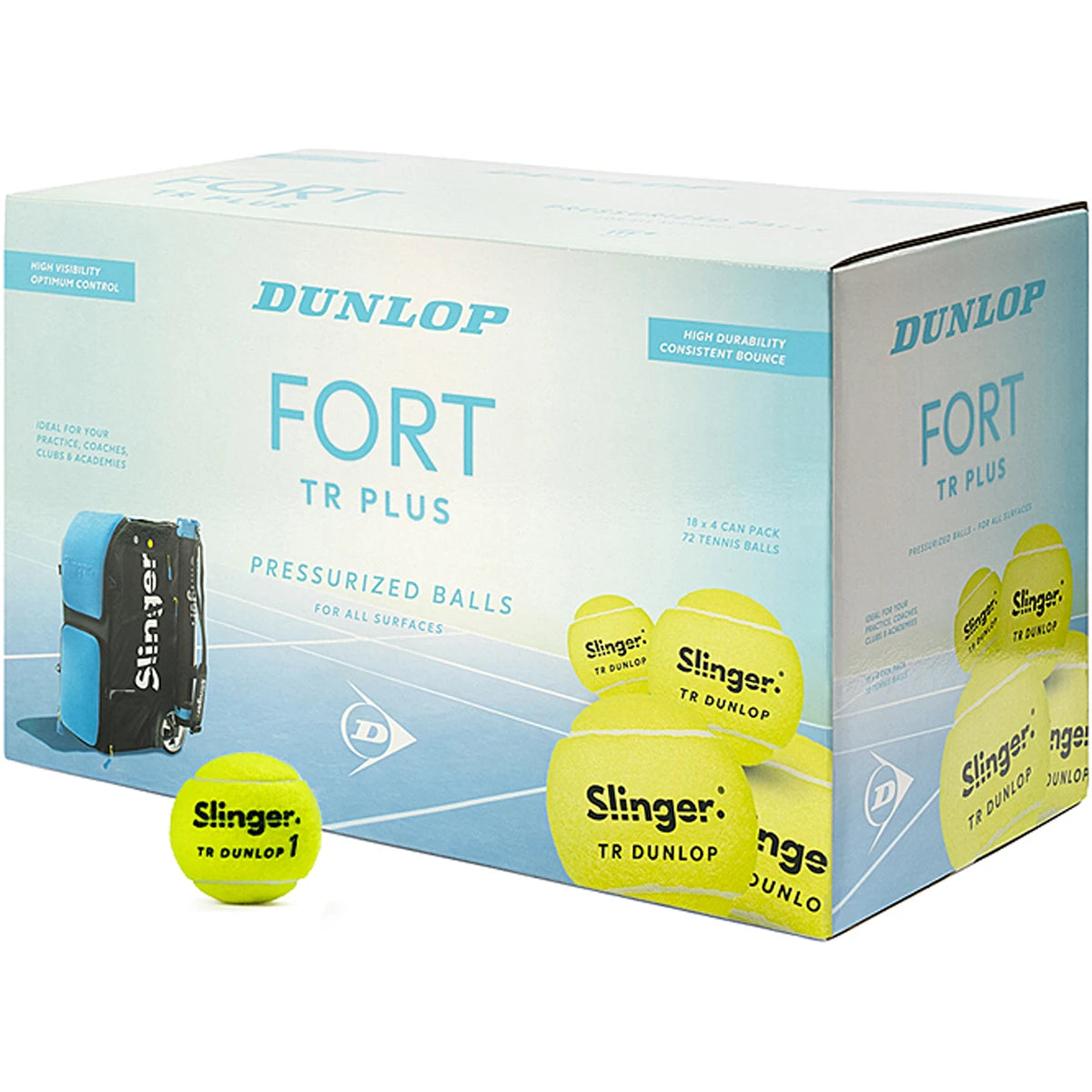 Box of 72 Pressurised Dunlop Fort Tr Plus Tennis Balls