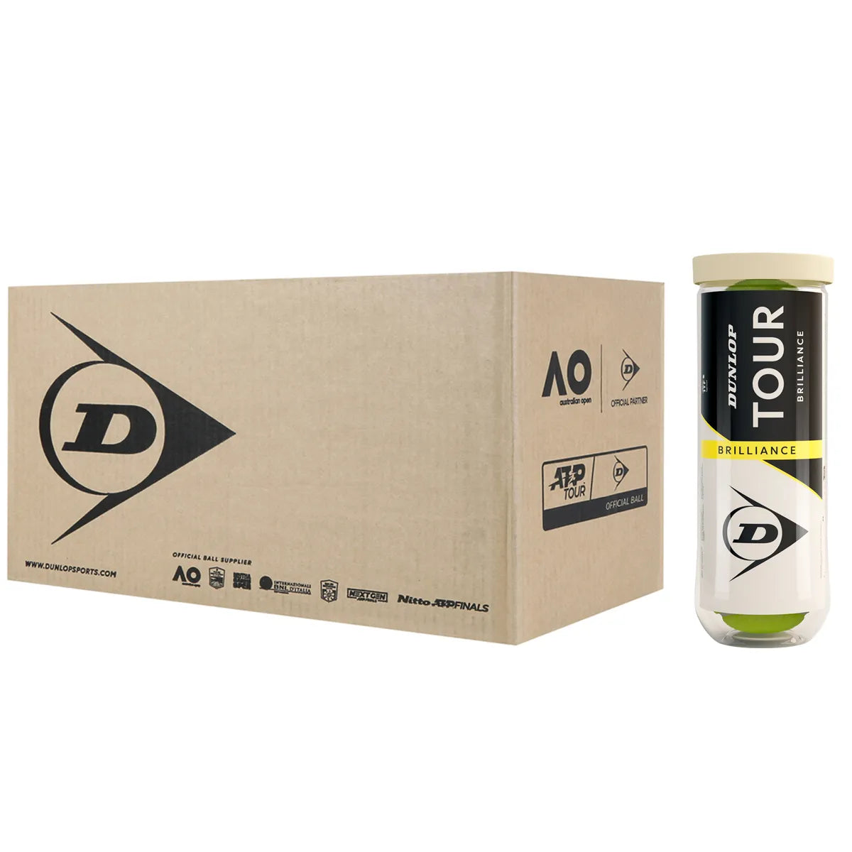 Carton of 24 Tubes of 3 Dunlop Tour Brilliance Tennis Balls