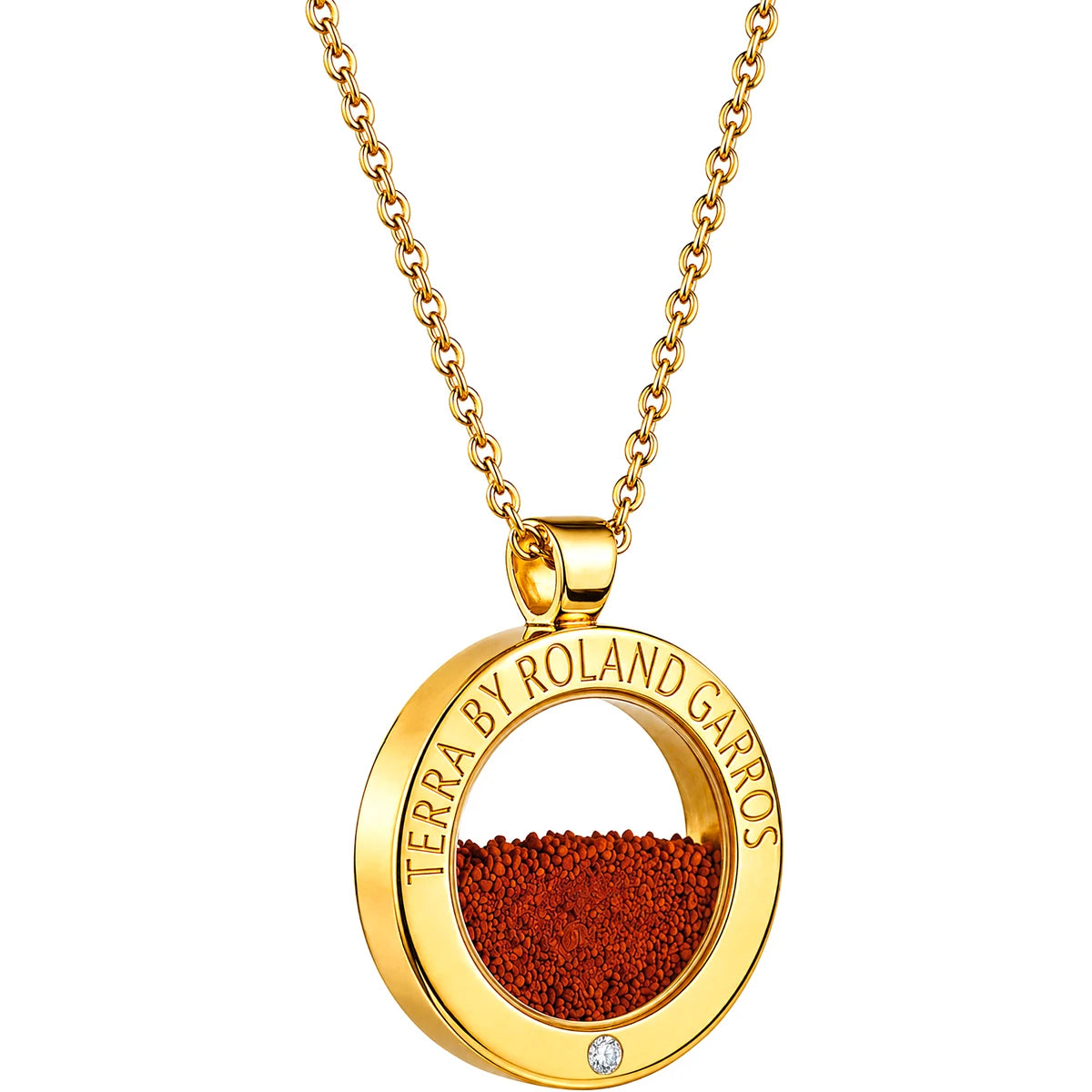 TERRA ACCESS GOLDEN STEEL SHINY NECKLACE AND MEDAL 1 STONE SMALL MODEL