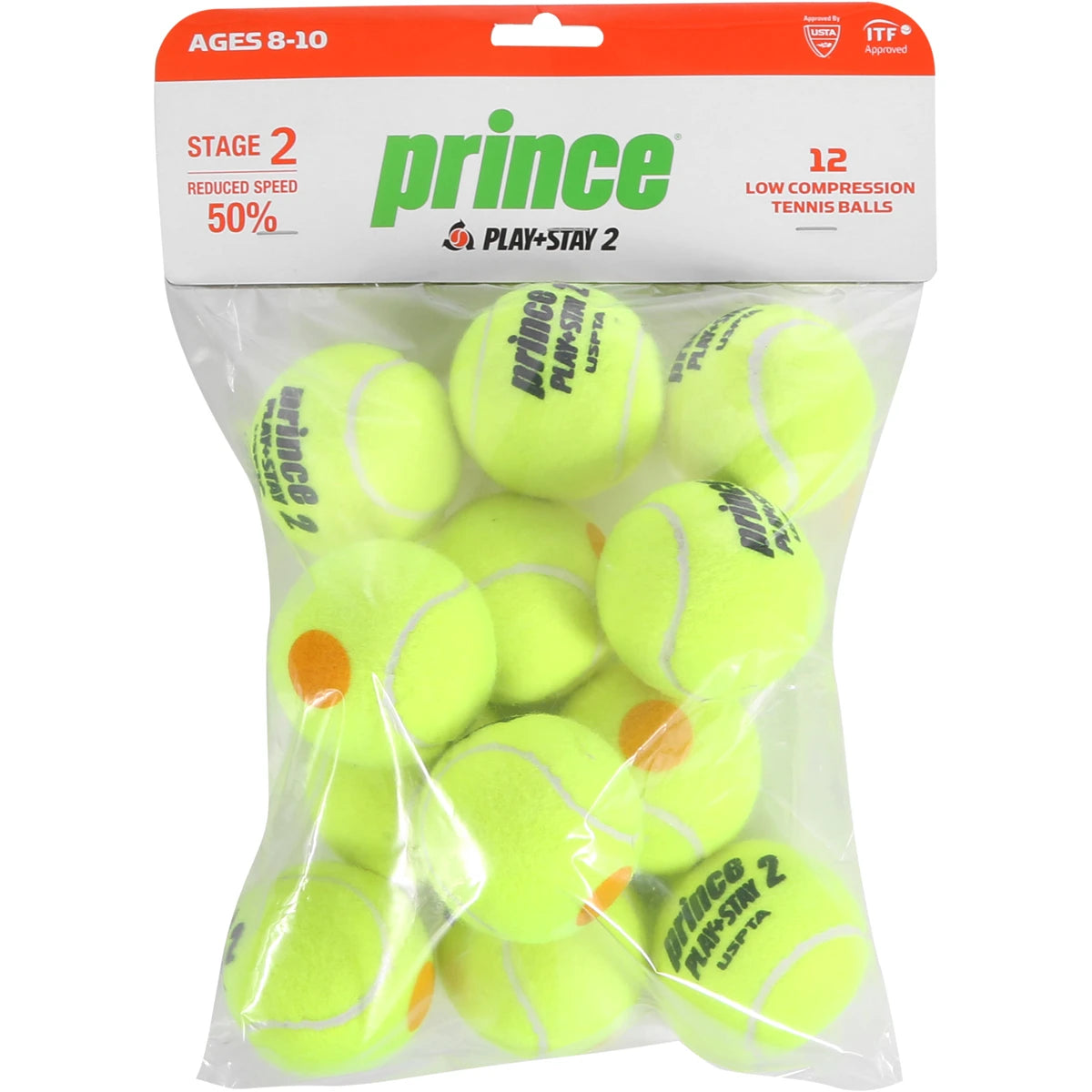 Bag of 12 Prince Mini Tennis Play & Stay Stage 2 Tennis balls
