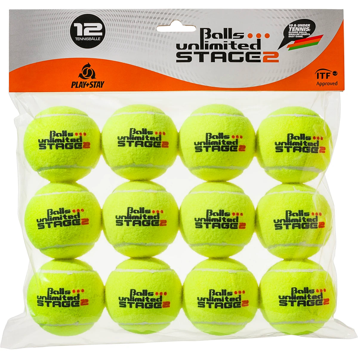 Bag of 12 Stage 2 Tournament Unlimited Yellow/Orange Dot Balls
