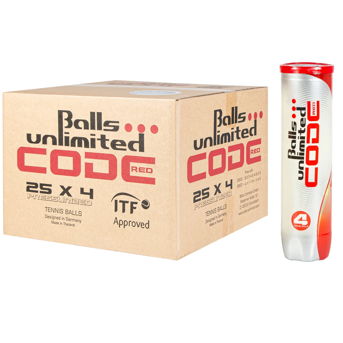Box of 25 Tubes of 4 Unlimited Code Red Balls