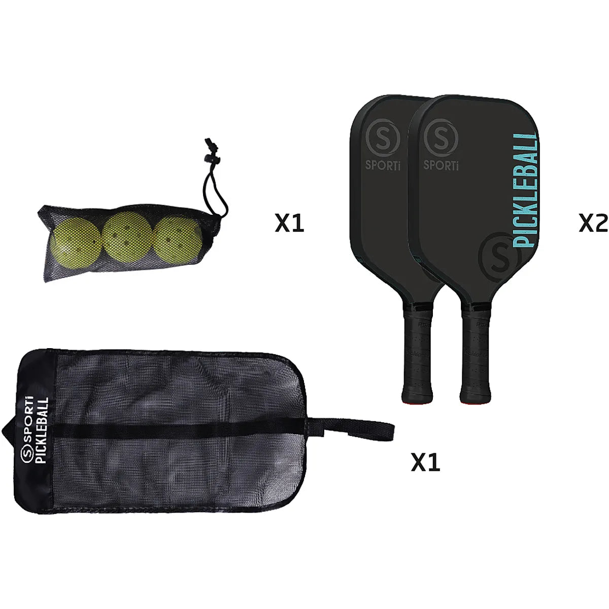 Outdoor Wooden Pickleball Kit: Rackets + Balls + Carry Bag