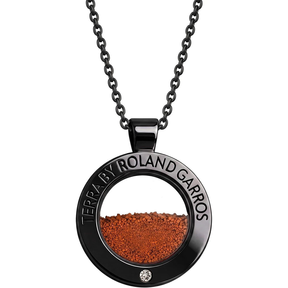 Terra Access Necklace and Medal Black Shiny Steel 1 Stone Small Model