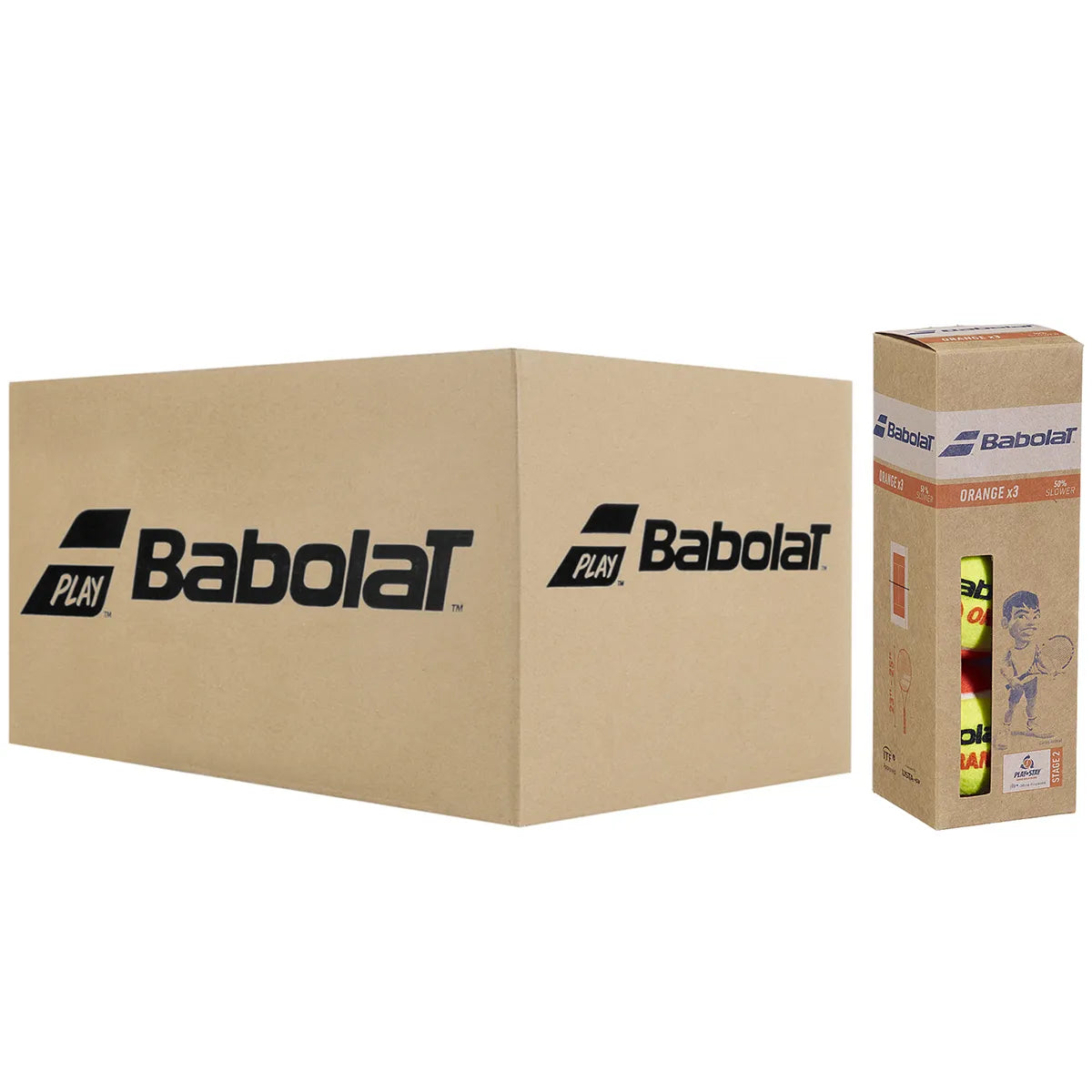 Carton of 24 Tubes of 3 Babolat Orange Tennis Balls