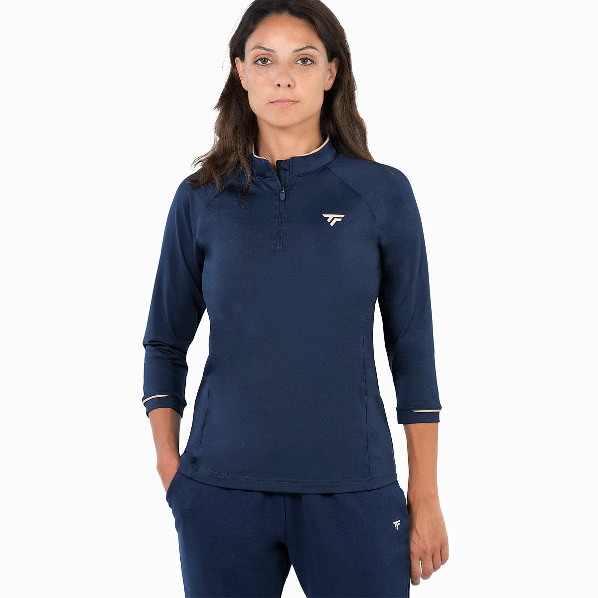 Tecnifibre Women's Thermo Zip Sweat 3/4 Sleeve Marine