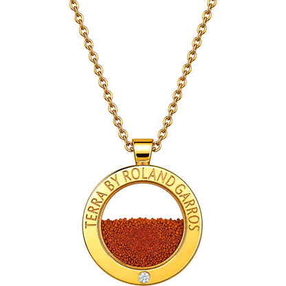 TERRA ACCESS GOLDEN STEEL SHINY NECKLACE AND MEDAL 1 STONE SMALL MODEL