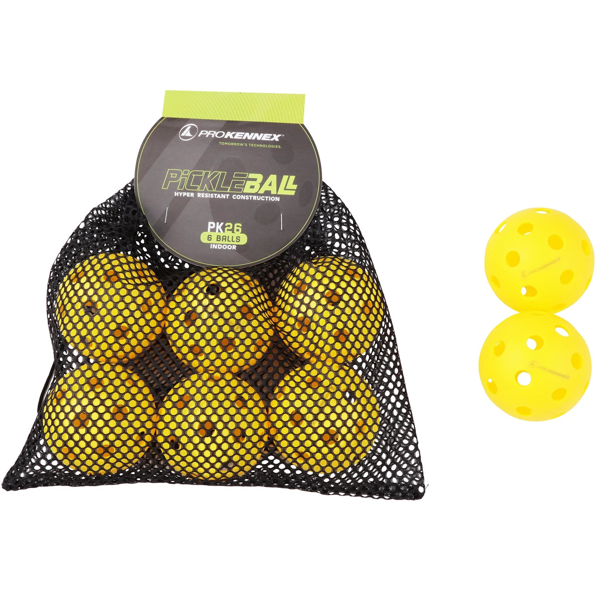 Set of 6 Pro Kennex Indoor Pickleball Balls (26 Holes)