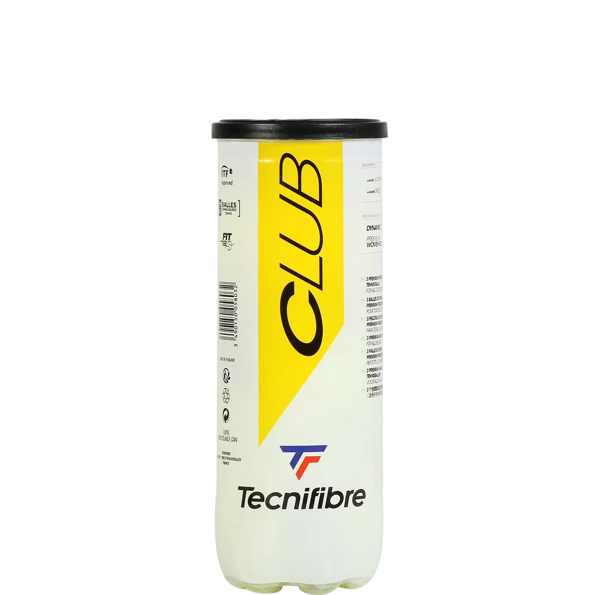 Tube of 3 Tecnifibre Club Tennis balls