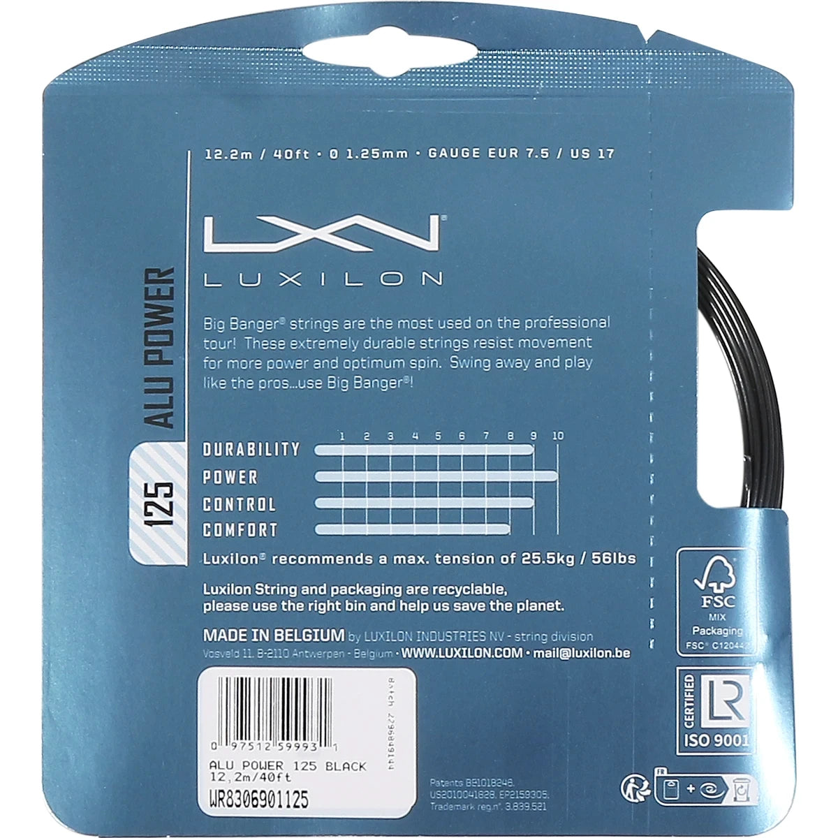 Luxilon Big Banger Alu Power Black String (12 Metres)