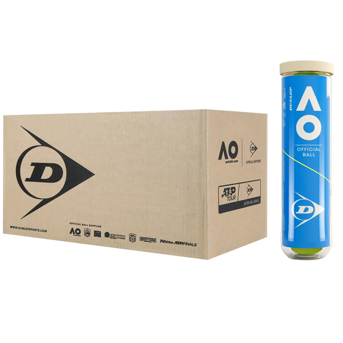 Carton of 18 Tubes of 4 Dunlop Australian Open Tennis Balls