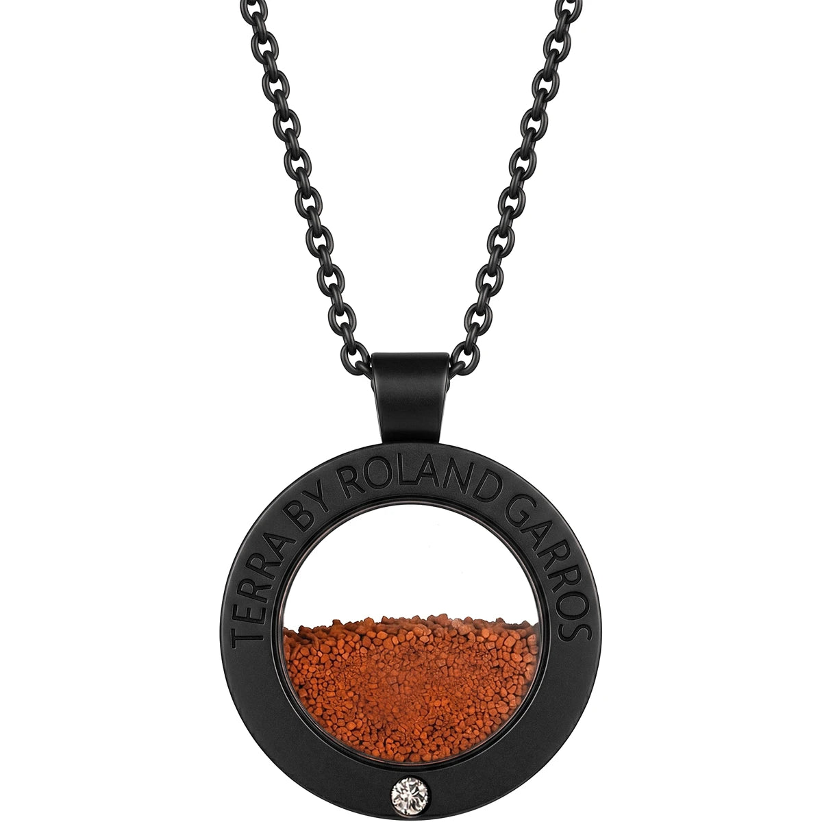 Terra Access Necklace and Medal Matte Black Steel 1 Small Stone Model