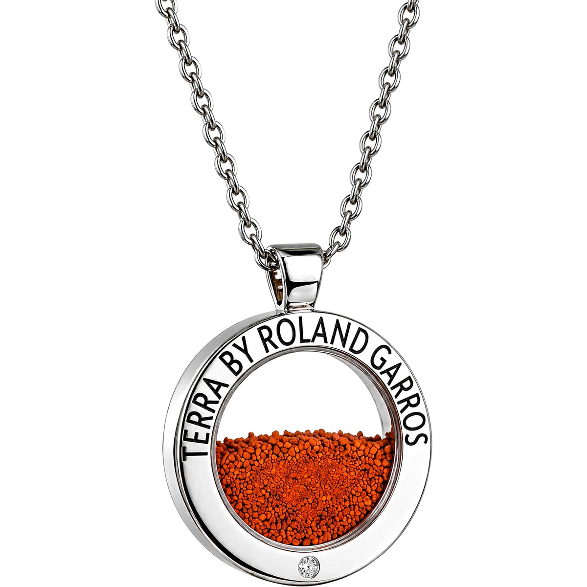 TERRA ACCESS COLLAR AND MEDAL BRIGHT STEEL 1 STONE LARGE MODEL