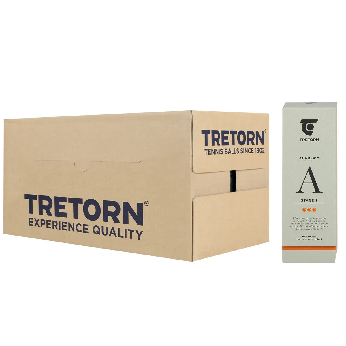 Carton of 24 Tubes of 3 Tretorn Academy Orange Tennis Balls