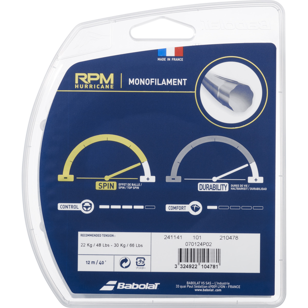 BABOLAT RPM HURRICANE 12 METERS EX PRO HURRICANE TOUR STRING PACK BABOLAT String Tennispro