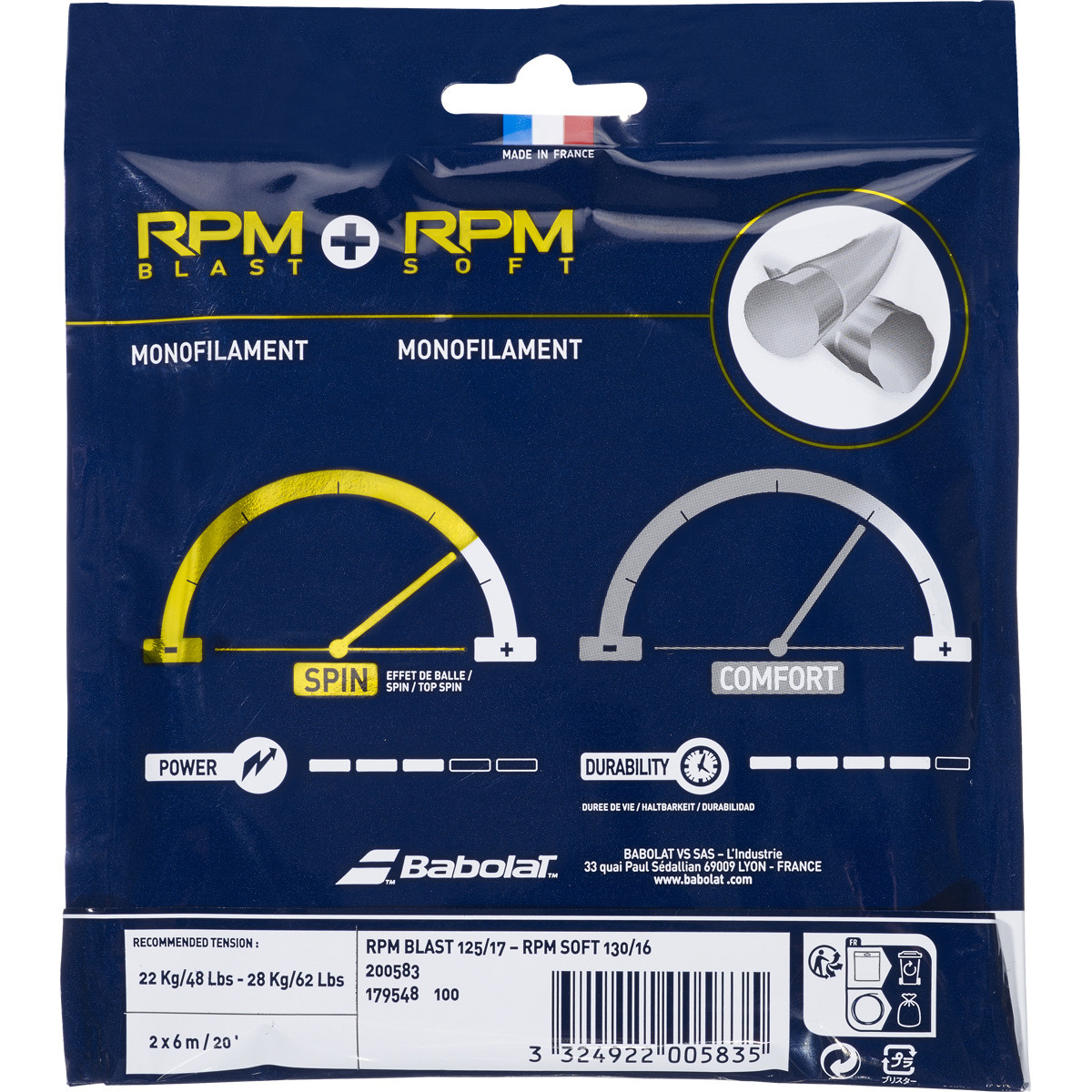 BABOLAT HYBRID RPM BLAST 1.25MM RPM SOFT 1.30MM STRINGS BABOLAT String Tennispro