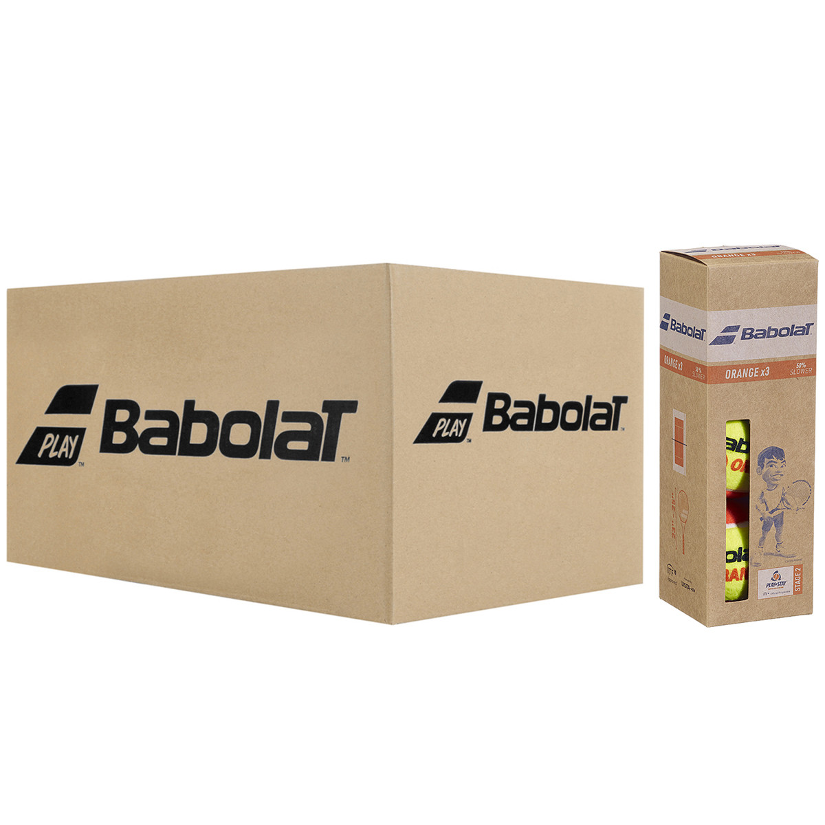 CARTON DE 24 TUBES DE 3 BALLES BABOLAT ORANGE