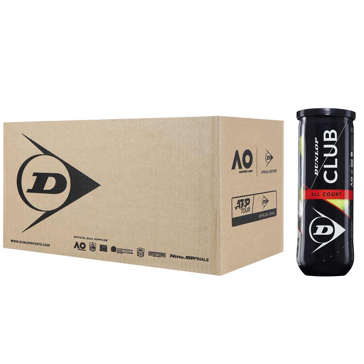 BOX OF 24 TUBES OF 3 DUNLOP CLUB ALL COURT BALLS