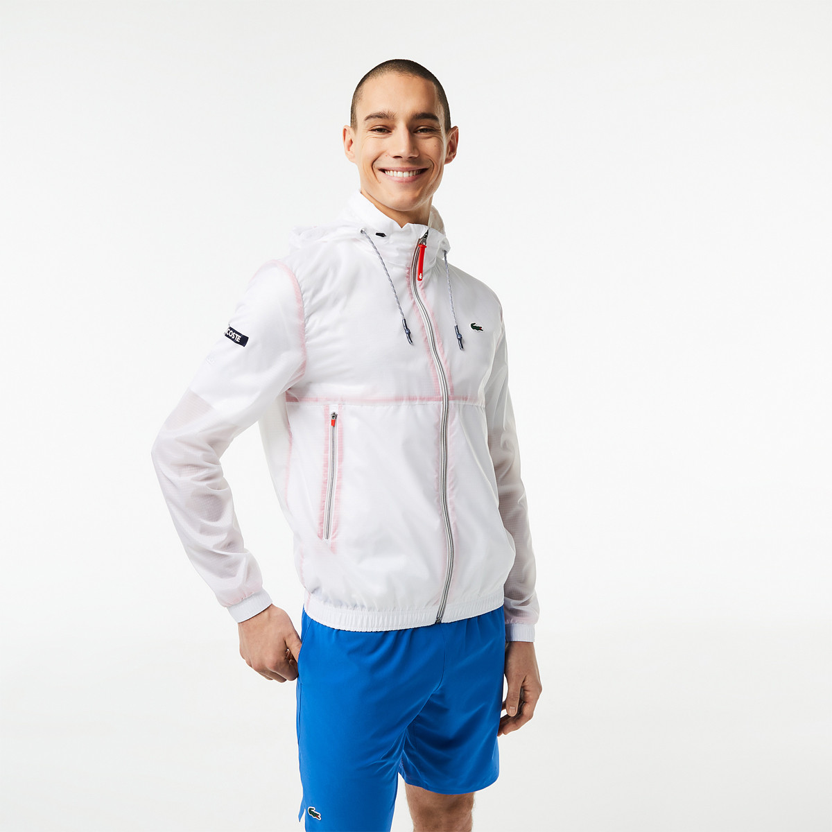Lacoste white windbreaker deals