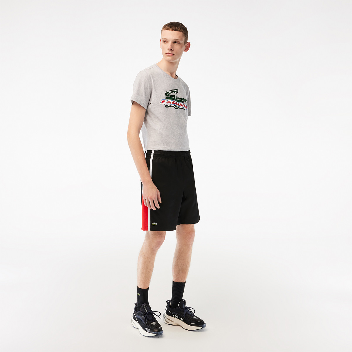 Mens grey lacoste shorts deals
