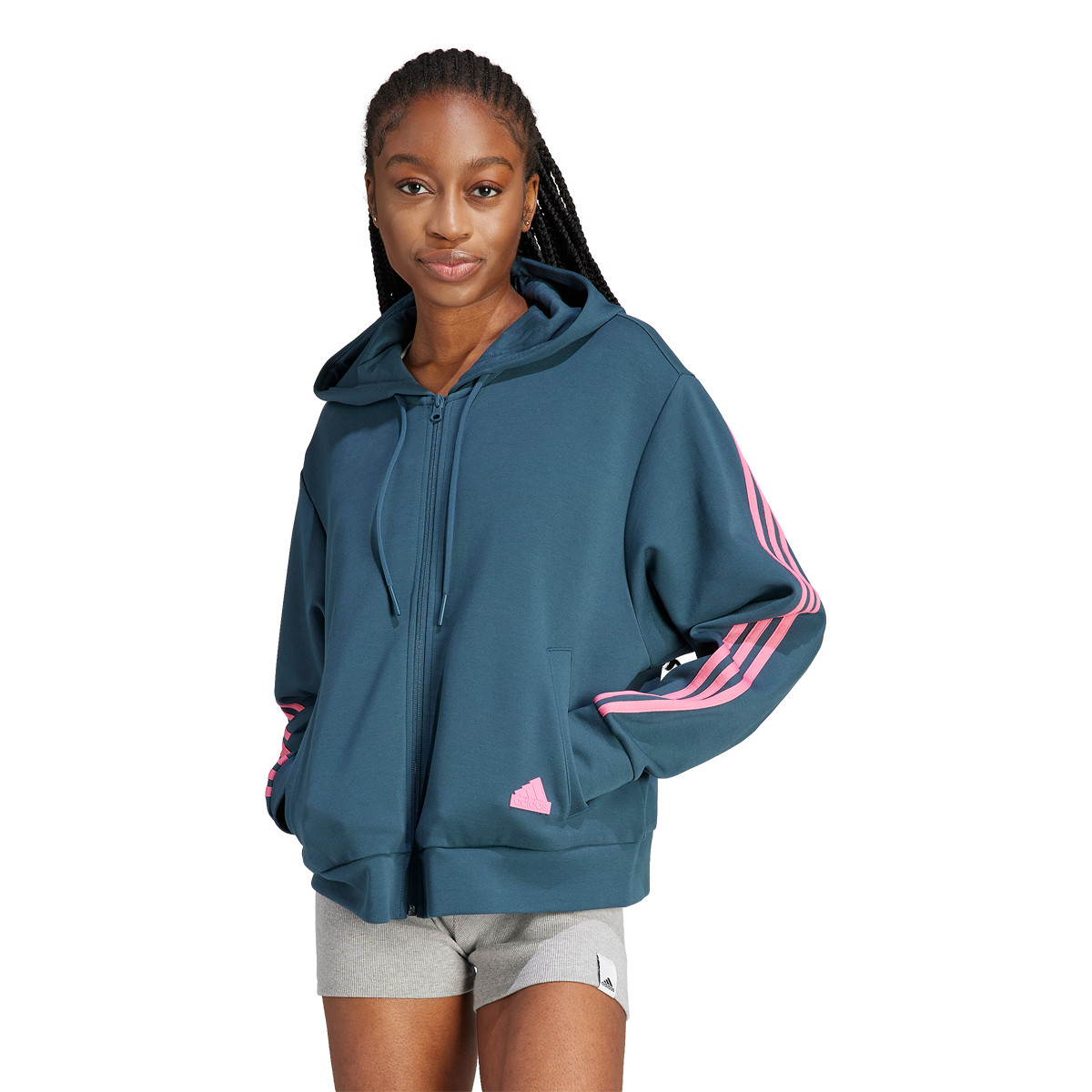 Adidas 3 stripe zip 2024 hoodie women's