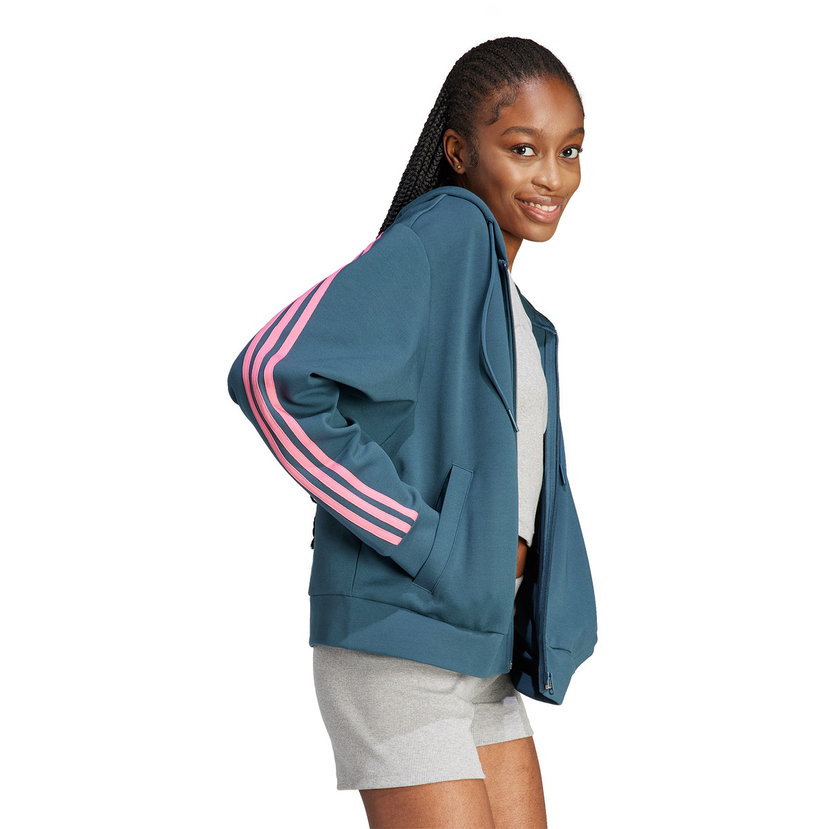 WOMEN S ADIDAS 3 STRIPES FULL ZIP HOODIE ADIDAS Women s