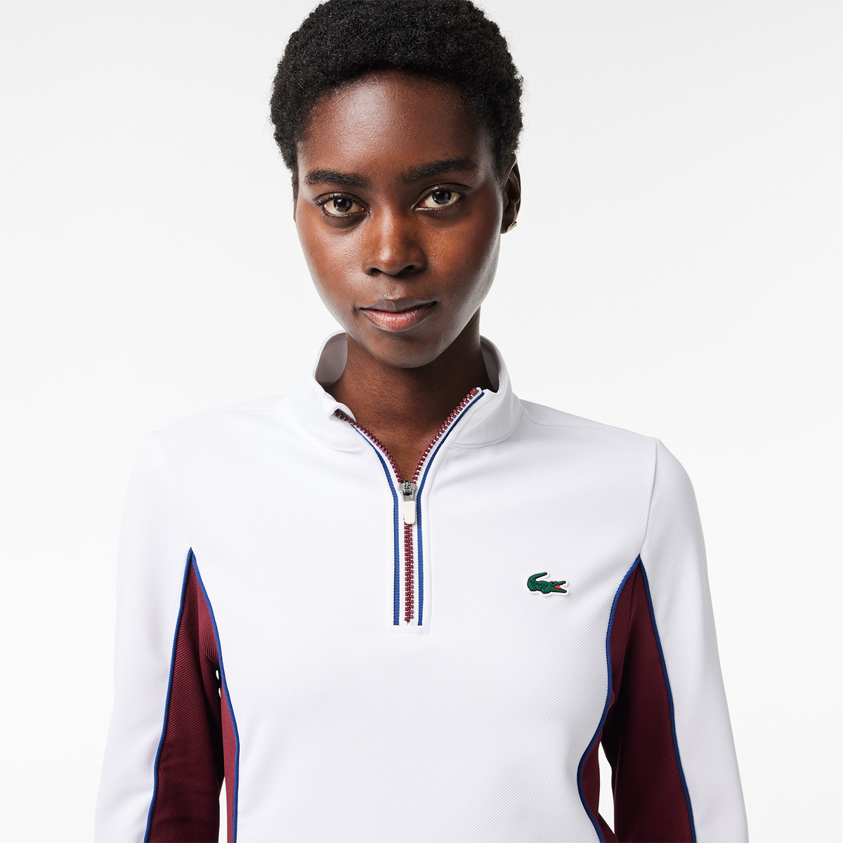LACOSTE WOMEN S 1 2 ZIP HERITAGE CLUB SWEATER LACOSTE Women s Clothing Tennispro