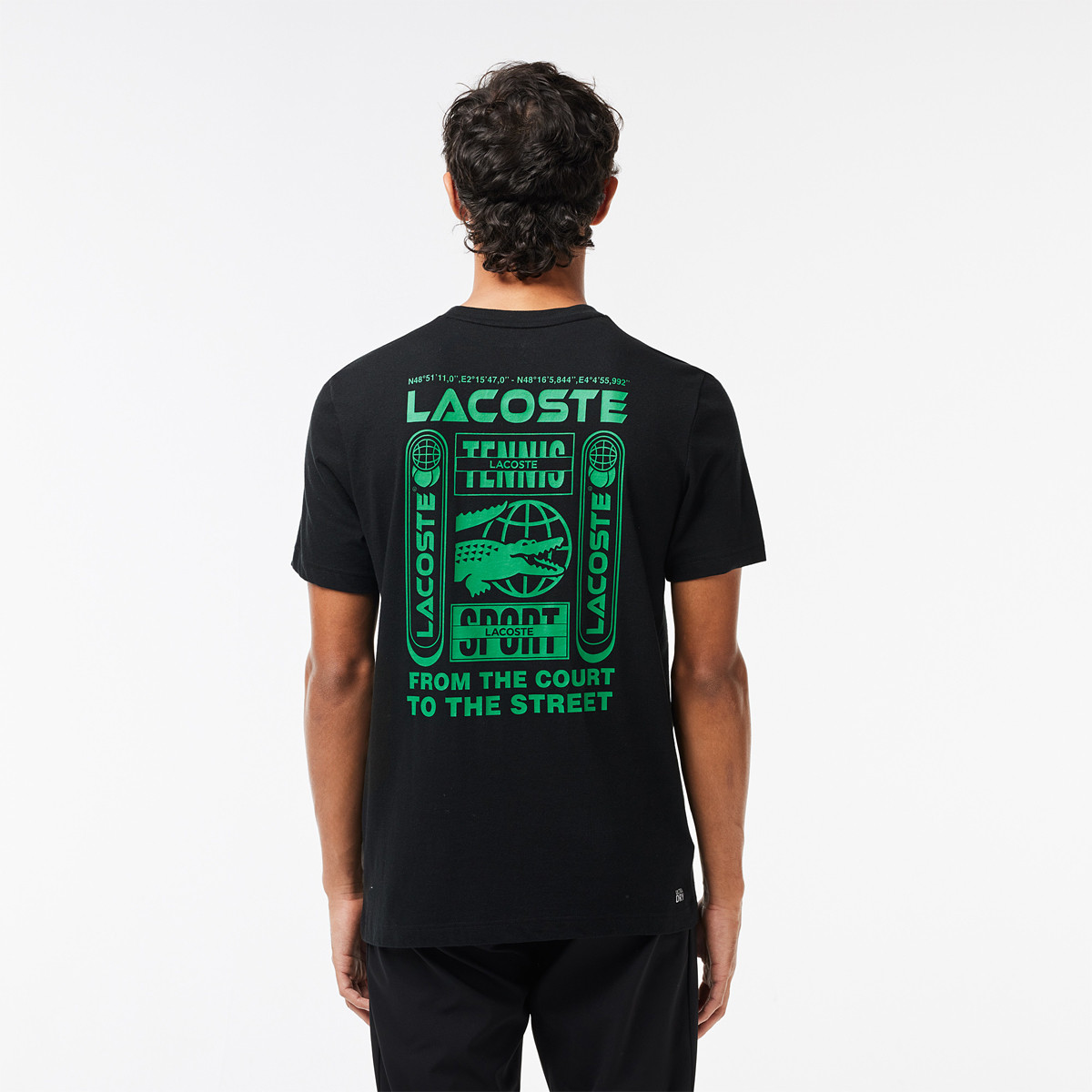 Tee shirt noir sale lacoste